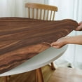 thumbnail image 5 of Round Table Cloth Dark Wood Grain Tablecloth Elastic Edge Fitted Table Cover Fits Tables Up to 36"-44" Diameter, 5 of 6