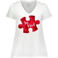 thumbnail image 3 of Inktastic Autism Awareness Be Kind Red Puzzle Piece Women's Plus Size V-Neck T-Shirt, 3 of 5
