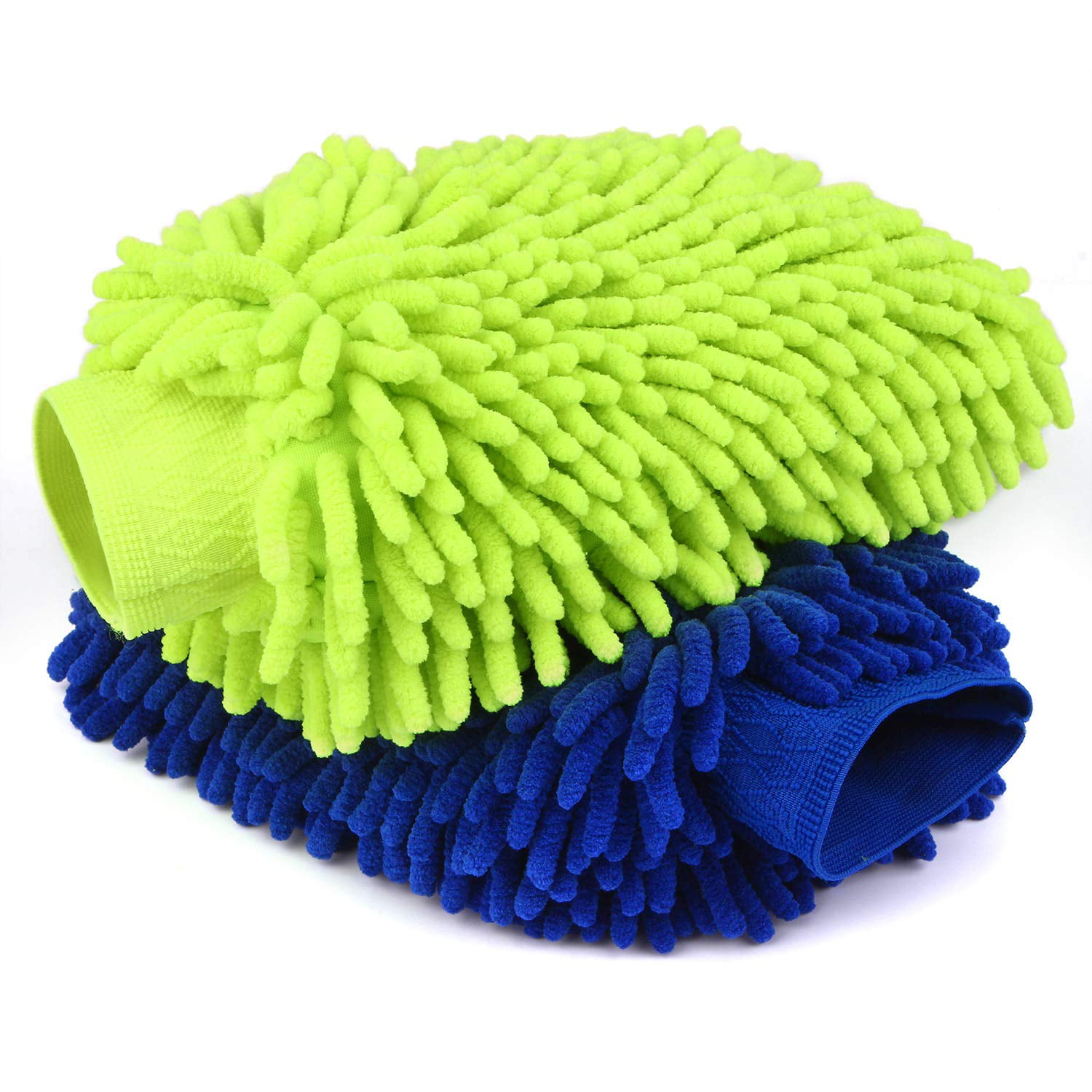 Blue Dssiy Car Wash Mitt,Extra Large Size Premium Microfiber Chenille Super Absorbent Wash and Wax Glove 
