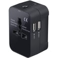 thumbnail image 1 of All-in-one Global Travel Adapter Wall Charger with Dual USB Charging Ports Internationally Available-Black, 1 of 6