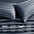 thumbnail image 6 of Jessy Home 4-Piece Satin Stripe Sheet Set, Silky Soft 100% Polyester Bedding, 14-Inch Deep Pocket, Full/Queen, Navy Blue, 6 of 9