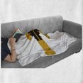 thumbnail image 6 of Detroit Soft Flannel Fleece Blanket, High Rise Buildings Silhouette Reflection Electric Guitar Instrument Music Theme, Cozy Plush for Indoor and Outdoor Use, 60" x 80", Yellow Black, by Ambesonne, 6 of 6