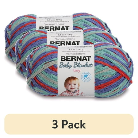 (3 pack) Bernat Baby Blanket Tiny Yarn (100 G/3.5 Oz), Calico Quilt