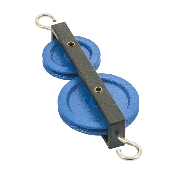 Double Long Pulley, 2" Diameter / 1.5" Diameter - Mounted in a Heavy Duty Metal Frame - Eisco Labs