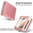 thumbnail image 3 of Dteck for Samsung Galaxy Z Flip 6 Case with Hinge Cover & Built-in Stand & Tempered Glass Screen Protector,Military Grade Drop Protection, Heavy Duty Matte Hard Case for Samsung Z Flip6,Glitter Pink, 3 of 7