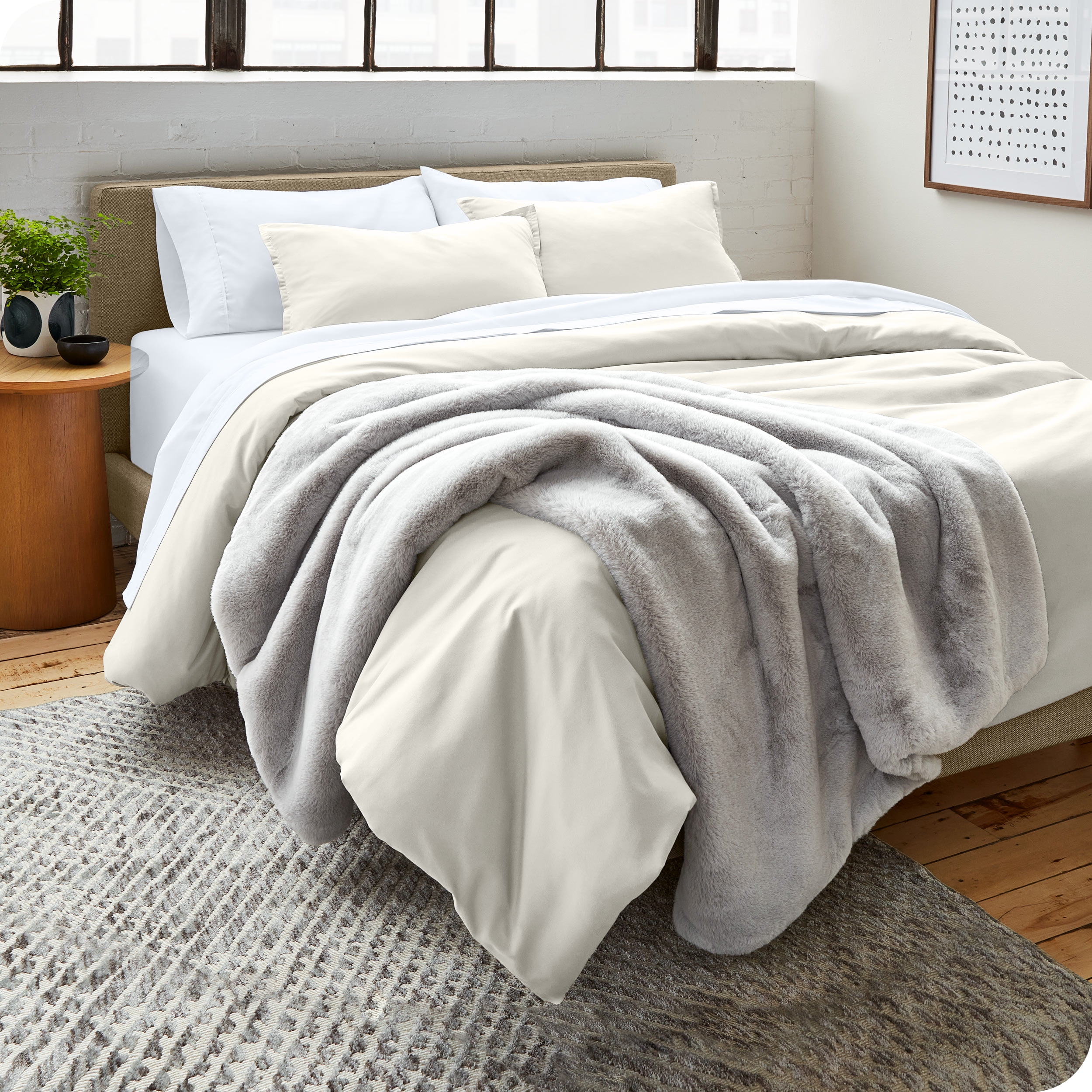 Bare Home Microfiber Duvet Cover & Sham Set, King, Fresh Cream, 3-Pieces