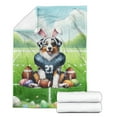 thumbnail image 2 of Happy Easter Hello Spring Australian Shepherd Playing Football Cozy Fleece Blanket Aussie Dog Lover Gifts Warm Soft Throw Blanket - 13003, 2 of 5