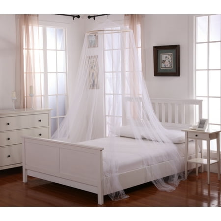 Oasis Round Hoop Polyester Sheer Mosquito Netting Bed Canopy