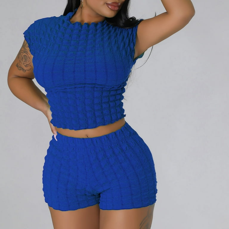 SeekMe Womens Summer Knit Sweater Set Sleeveless Tunic Top
