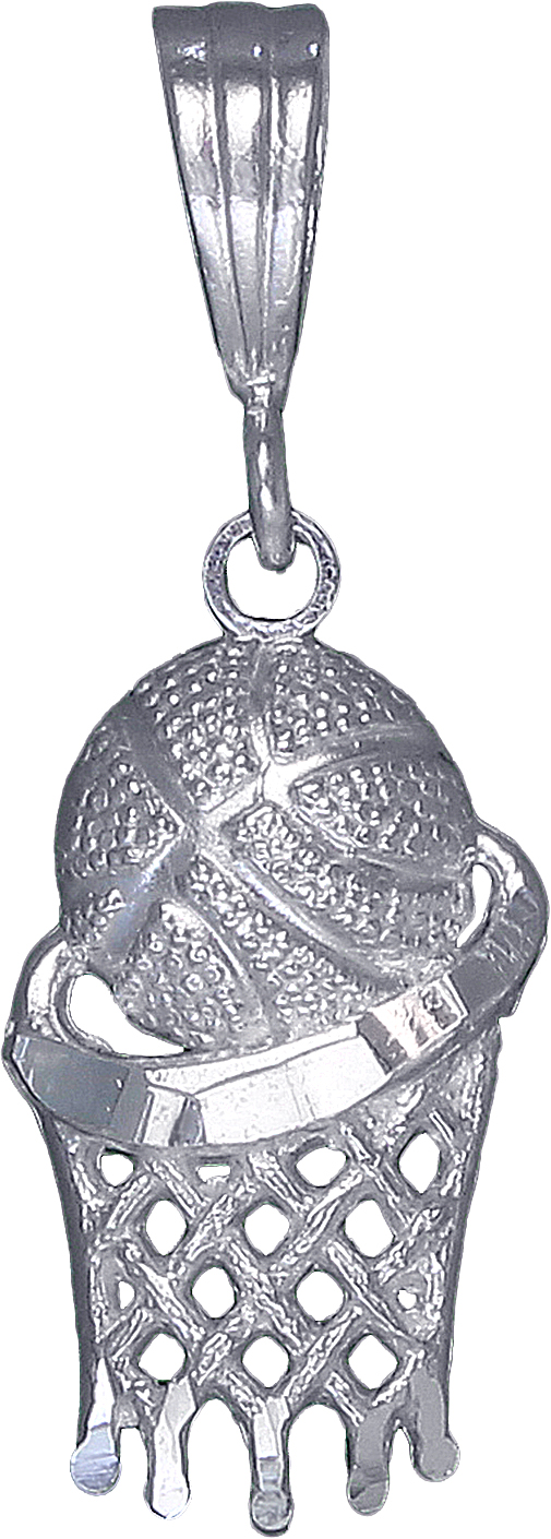 EJewelryPlus - Sterling Silver Basketball Hoop Charm Pendant Necklace 