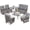 Gray Wicker/Gray Cushions, variant on Meetwarm 7 Stainless Steel All Weather Outdoor Conversation Sets with Glider and Chairs, Brown/Beige