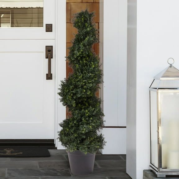 Pure Garden 4FT Indoor/Outdoor Spiral Cypress Artificial Tree with Pot