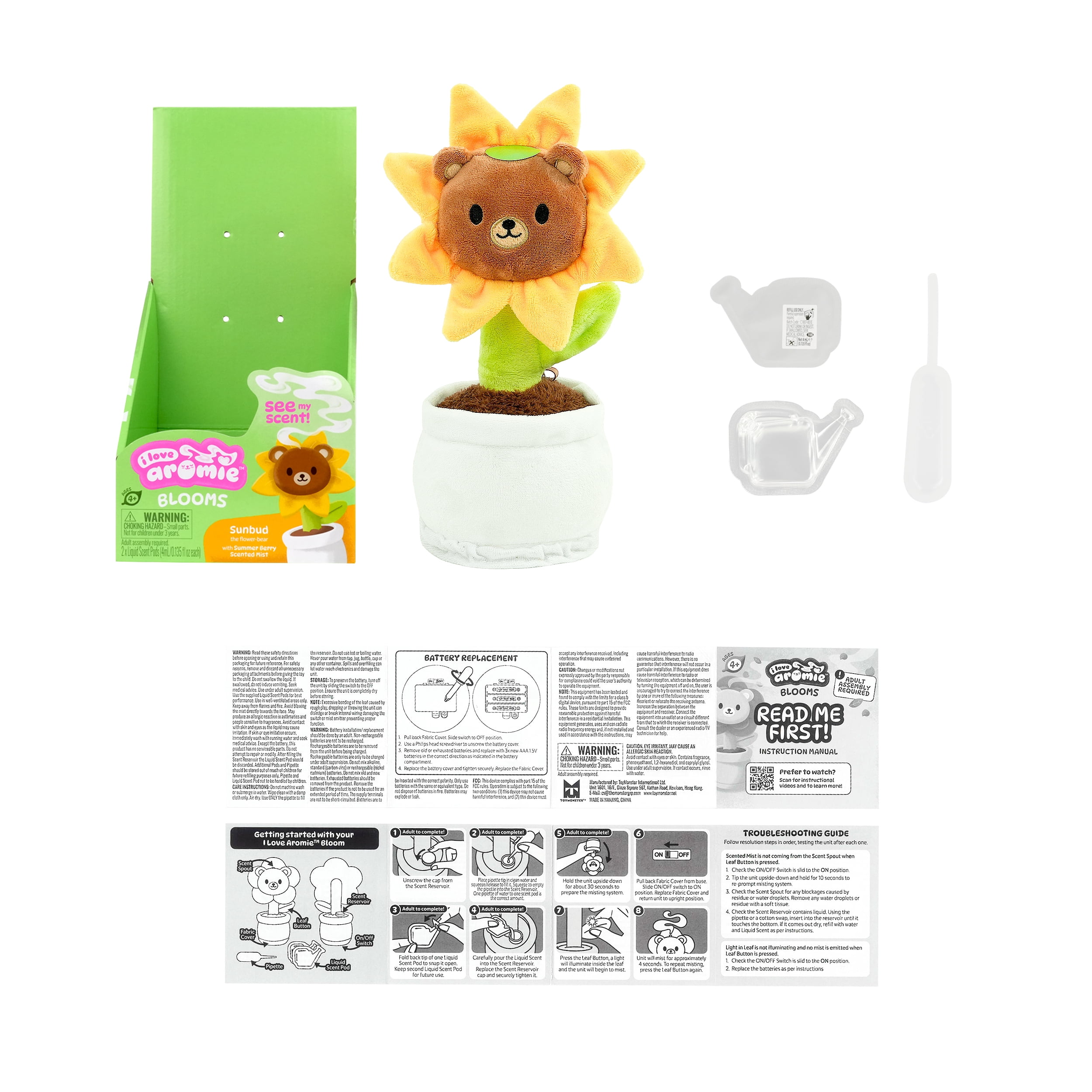 i love aromie™ Sunbud - Summer Berry Scented Flower Plush with Visible Magic Mist. Refillable Fragrance Toy for Kids 4+