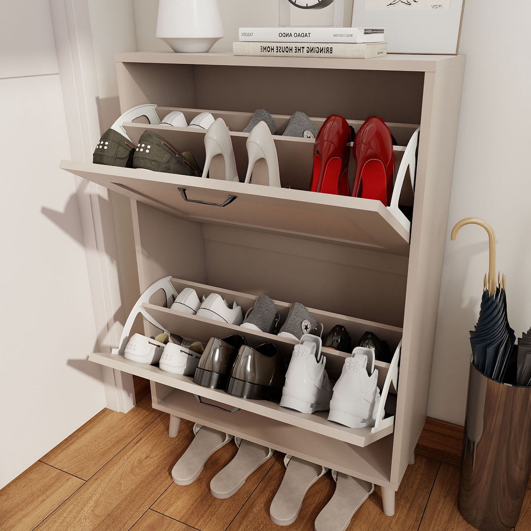 S-HOME 2-Tier Shoe Rack for Entryway in Classic Black - Stable and Spacious Organizer Holds Up to 12 Pairs of Shoes