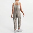 thumbnail image 4 of Lenpel Jumpsuits for Women Sleeveless Spaghetti Strap V Neck Straight Leg Rompers Casual Loose Overalls with Pockets, 4 of 7