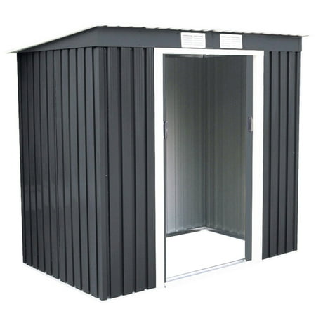 Gymax Outdoor Garden Storage Shed Tool House Sliding Door Metal Dark