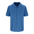 thumbnail image 6 of LODIENY Mens Casual Shirts Short Sleeve Button Down Shirt Elastic Wrinkle Free Business Shirt Beach Vacation Summer Wedding Fashion Tops Blue#01 L, 6 of 8