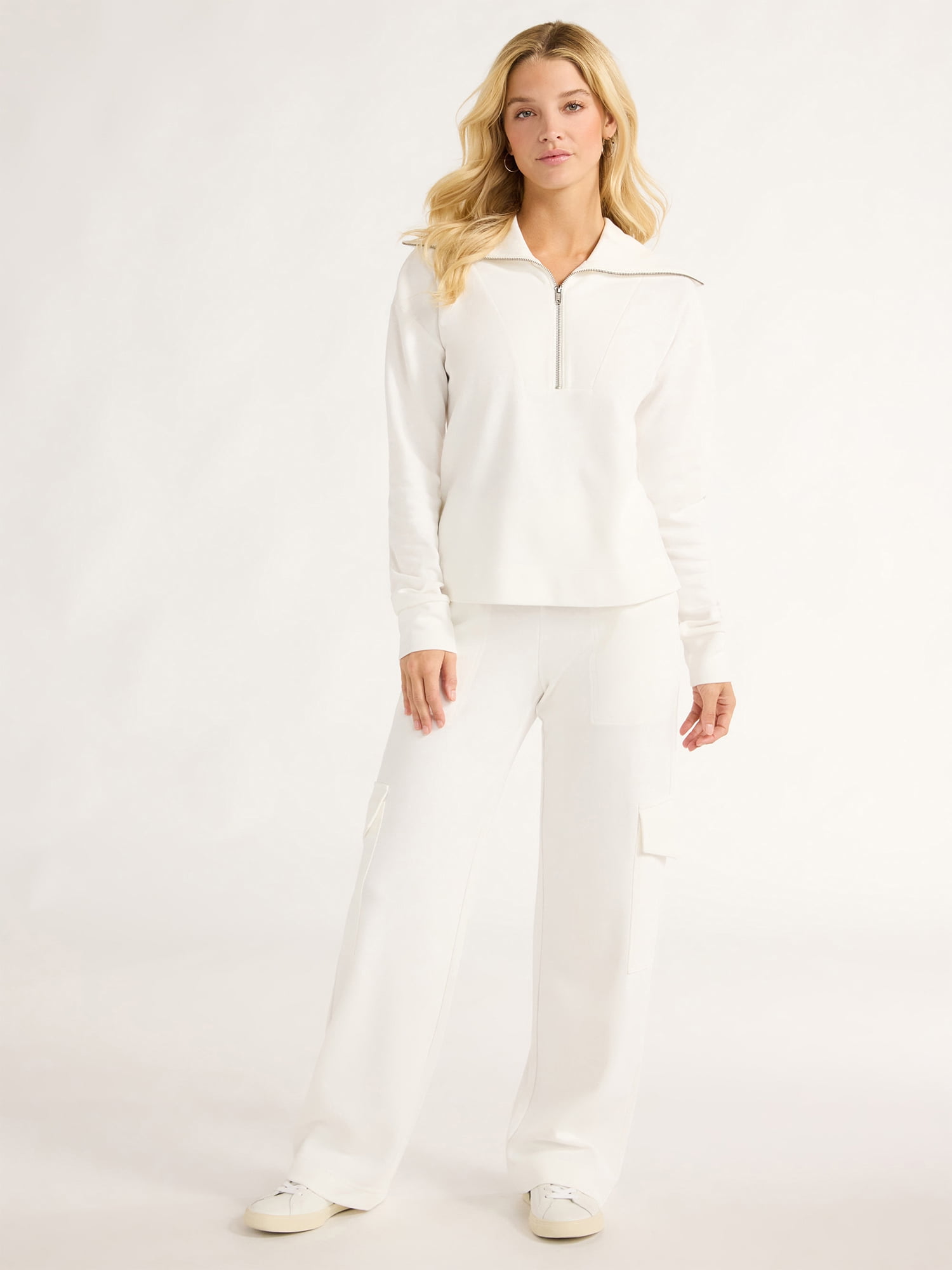 Free Assembly Women's and Women's Plus Half Zip Pullover Sweatshirt, Sizes XS-4X
