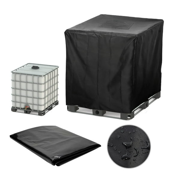 VTMGA IBC Tote Cover Huapate 275 Gallon Tote Sunshade Water Proof Protective Hood 1000 L Garden Water Tank Black