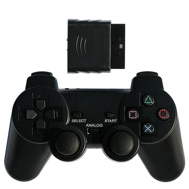 2 Pack PS2 Wireless Controller 2.4G Game Pad Dual Vibration Analog Control Jet Black Walmart