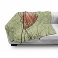thumbnail image 3 of Tulip Soft Flannel Fleece Throw Blanket, Grunge Style Background with Romantic Flower Hand Drawn Nature Sketch, Cozy Plush for Indoor and Outdoor Use, 60" x 80", Pale Green Coral Yellow, by Ambesonne, 3 of 6