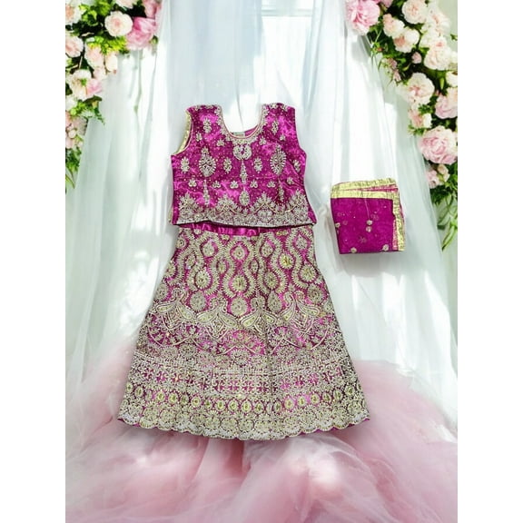 Traditional Girls Lehenga Choli Set, Cultural Wear for Kids,010