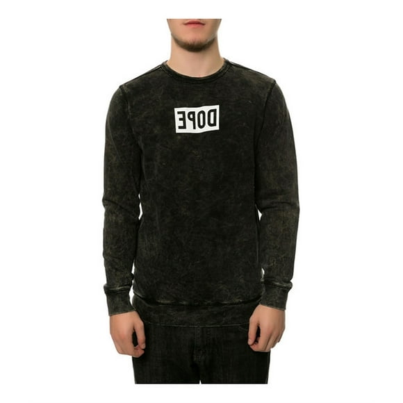 DOPE Mens The Mineral Wash C'est La Vie Sweatshirt, Black, X-Large