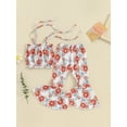 thumbnail image 6 of Liacowi 2pcs Kids Girls Summer Clothes Set 6M 1T 2T 3T 4T 5T Little Girls Sleeveless Flower Print Tie-Up Spaghetti Straps Tank Tops Elastic Waist Flare Pants, 6 of 9