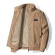 thumbnail image 1 of Chaqueta de pana para hombre, cuello alto, forro de piel de peluche, corte regular, cremallera, cálida, con bolsillos., 1 of 4