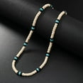 thumbnail image 1 of 1pcs men's surfer necklace white coconut shell + black beads, 1 of 4