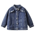 thumbnail image 5 of FINALGANG Boys Girls Kids Two Piece Denim Set Long Sleeve Button Down Jacket Elastic Waist Pants With Patch Pockets Casual Jeans Set For Toddler Daily Wear Stylish Outfit, 5 of 6