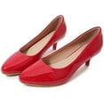 thumbnail image 6 of DADAWEN Women's Pumps Kitten Low Heels Round Toe Comfortable Wedding Dress Shoes Red 5 US, 6 of 7