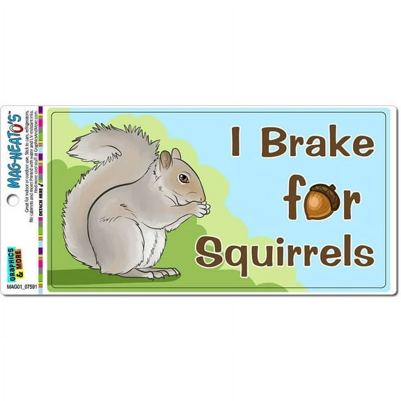 I Brake for Squirrels Funny Automotive Car Refrigerator Locker Vinyl Magnet