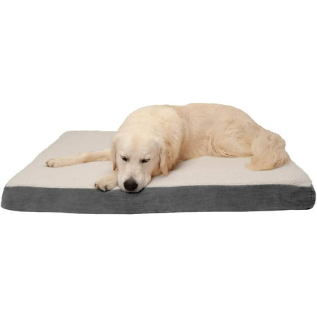 UPC: 0842229122015 | Furhaven XL Orthopedic Dog Bed Sherpa & Suede Deluxe Mattress w/ Removable Washable Cover – Gray Jumbo (X-Large) Sherpa & Suede (Gray) Jumbo Orthopedic Foam