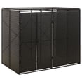 thumbnail image 1 of vidaXL Double Wheelie Bin Shed Black 140x80x117 cm Poly Rattan, 1 of 5