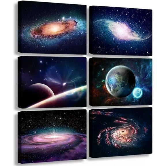 Universe Starry Sky Wall Art Outer Space Nebula Galaxy Canvas Decoration Painting,for Bedroom, Lvingroom, Bathroom Decor ,Posters for Kids, Boys or Girls Room(Only canvas)