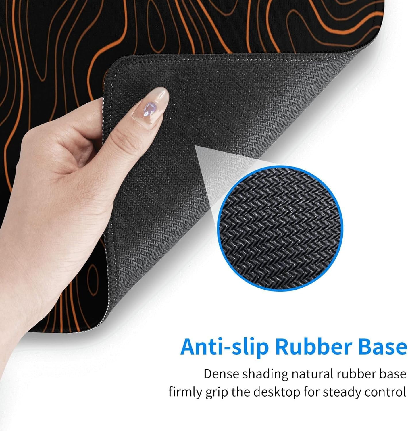 Orange Topographic Mouse Pad Large Gaming XL Geographic Map Lines Contour Desk Mat Extend Long Mousepad for Computer Laptop Office Non-Slip Rubber Stitched Edges 31.5 x 11.8 Inch