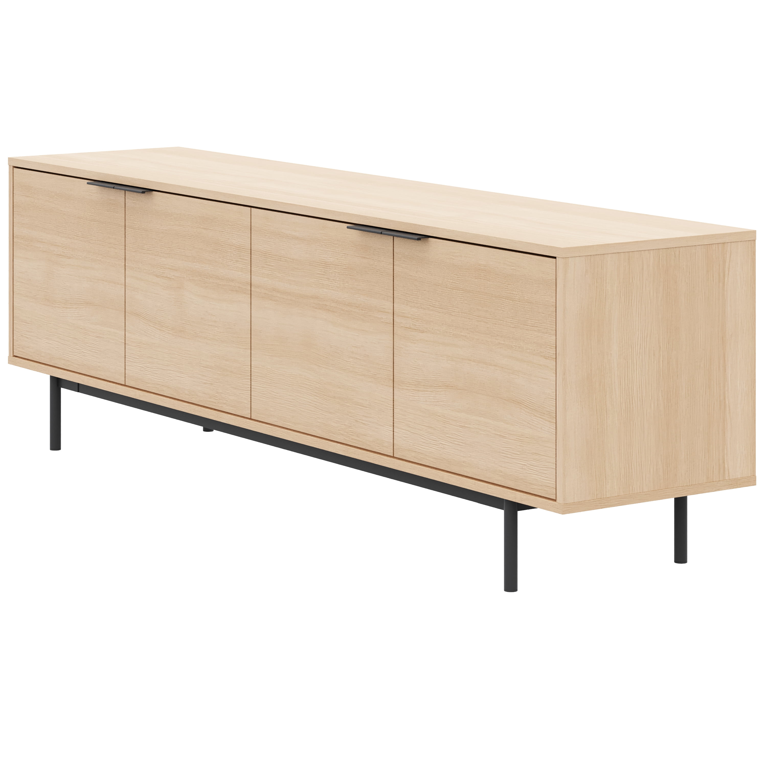 Nexera Hamilton 70 inch TV Stand with 4 Storage Cabinets, Natural Blonde Oak