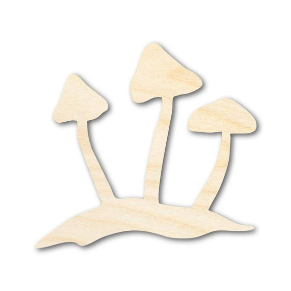 Unfinished Wood Mushrooms Shape - Craft - up to 46" 10" / 1/4"