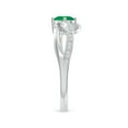 thumbnail image 3 of Angara Natural 0.4 Ct. Emerald with Diamond Side Stone Ring in Sterling Silver for Women (Ring Size: 9.5), 3 of 9
