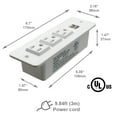 thumbnail image 2 of Conference Power Bar with Usb Ports Recessed Mountable Power Strip with 3 Outlets 2 USB for Desk Cabinet, 2 of 4
