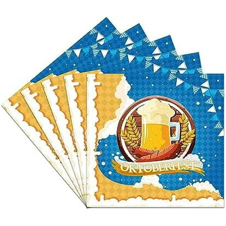 40 Pcs Oktoberfest Paper Napkins Oktoberfest Disposable Blue Luncheon Napkin for Bavarian German Beer Festival Oktoberfest Party Decorations Supplies$$Home Decor, Kitchen, & Other