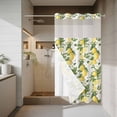 thumbnail image 4 of Spring Summer Lemon No Hook Shower Curtain with Snap in Liner Leaf Flower White Wood Grain Waterproof Bathroom Shower Curtain with See Through Top Window for Bathtub 54" x 78", 4 of 9