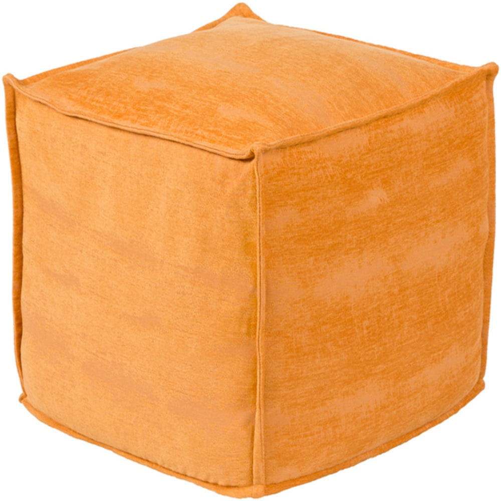 18" Orange Square Pouf Ottoman