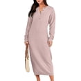 thumbnail image 3 of Manxivoo Sweater Dress Women's Solid Color Fashion Casual Long Sleeve Button High Waist Knitted Dress Fall Dresses for Women 2023 Pink, 3 of 7