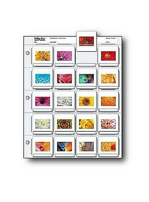 Print File 35mm Slide Pages Holds Twenty 2x2 Mounted Transparencies, Top Loading, Pack of 25