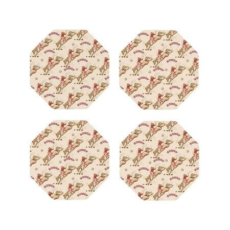 

Tideii Howdy Cowgirl for Leather Coasters 4 Pieces Anti-fouling and Anti-scalding Decorative Coasters Suitable for Restaurants Kitchens Coffee Shops-Octagon