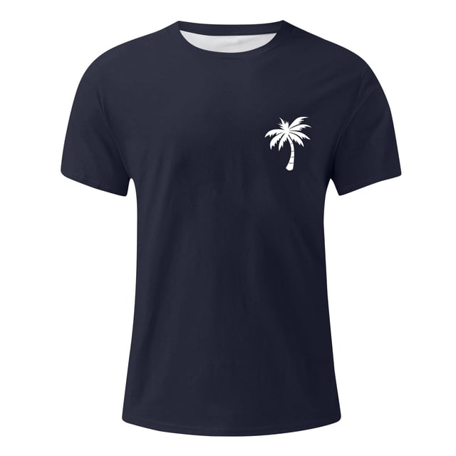 Men's Hawaii Printed T-Shirt Men's Loose Casual Short Sleeve TopL