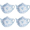 thumbnail image 1 of Supreme Housewares Blue and White Floral Tea Bag Holders, Teapot Shaped Tea Bag Coasters Spoon Rests Saucer Seasoning Dish Set, Blue, 4 x 3 Inch, Set of 4, 1 of 6