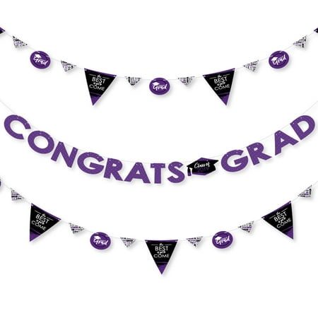 Purple Grad - Best is Yet to Come - 2019 Purple Graduation Party Letter Banner Decoration - 36 Banner Cutouts and